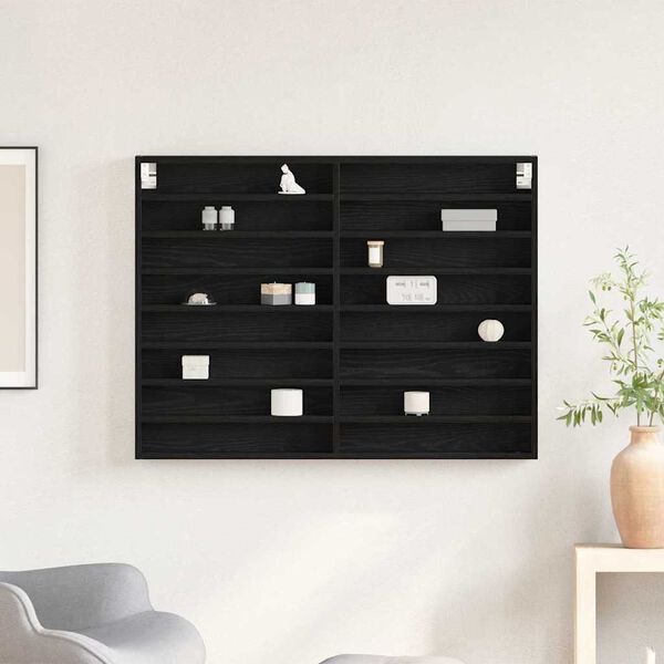 vidaXL Витрина с рафт Черния дъб 100 x 8,5 x 75 cm Инженерно дърво