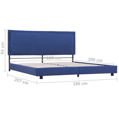 vidaXL Рамка за легло, синя, плат, 180x200 см