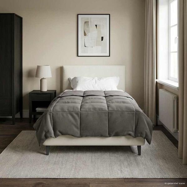 vidaXL Пълно годишно юрганче Светлосиво 155 x 220 cm Микрофибър