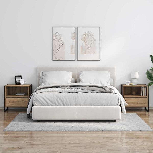 vidaXL Нощно шкафче с чекмедже 2 pcs Дъб Артизан 50 x 39,5 x 50 см