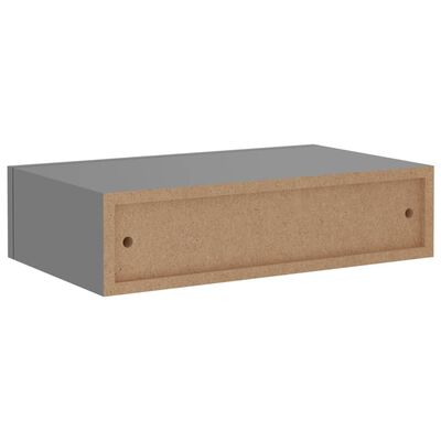 vidaXL Стенен рафт с чекмедже, сив, 40x23,5x10 см, МДФ