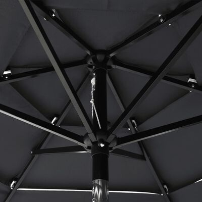 vidaXL Градински чадър на 3 нива с алуминиев прът, антрацит, 2 м