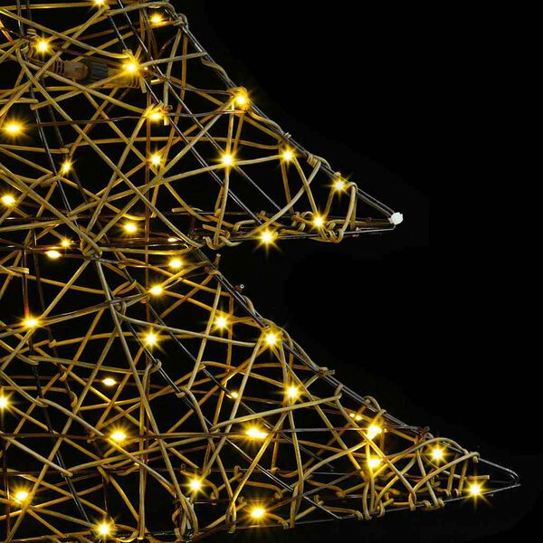 vidaXL Коледно дърво с 120 LED светодиода Топло бяло 120 cm Ратан