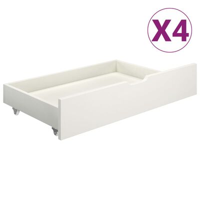 vidaXL Рамка за легло балдахин и 4 чекмеджета бяла бор масив 160x200см