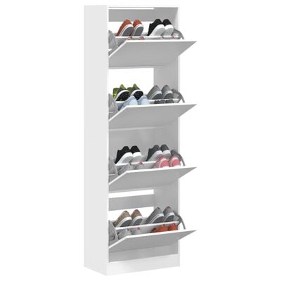 vidaXL Шкаф за обувки с 4 флип чекмеджета бял 60x34x187,5 см