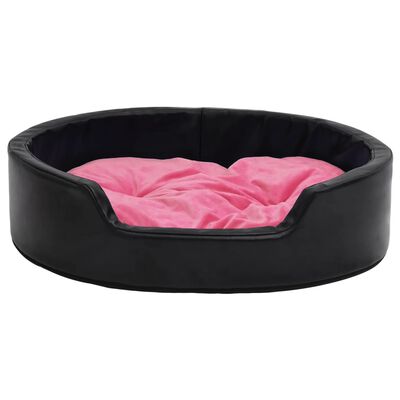 vidaXL Кучешко легло, черно-розово, 79x70x19 см, плюш/изкуствена кожа