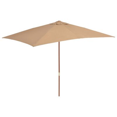 vidaXL Градински чадър с дървен прът, 200x300 см, таупе