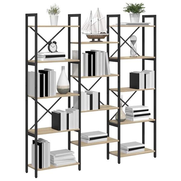 vidaXL Рафт за книги Сонома дъб 156 x 25 x 167 см Инженерно дърво