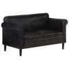 vidaXL 2-местен диван, черен, естествена кожа