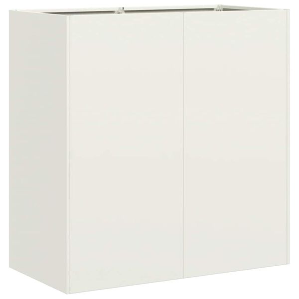 vidaXL Кашпа, бяла, 80x40x80 см, студеновалцувана стомана