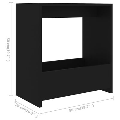 vidaXL Помощна маса, черна, 50x26x50 см, ПДЧ