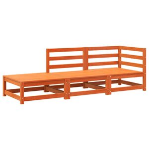 vidaXL Градински диван с табуретка, 2-местен, восъчнокафяв, бор масив