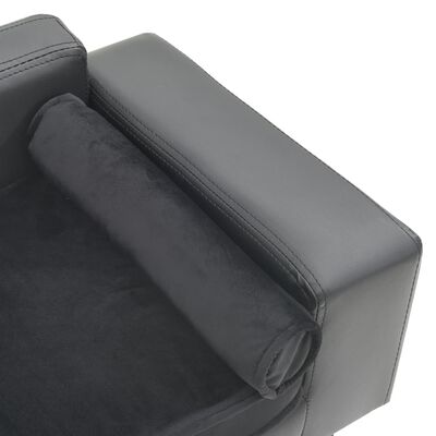 vidaXL Кучешки диван, сив, 81x43x31 см, плюш и изкуствена кожа
