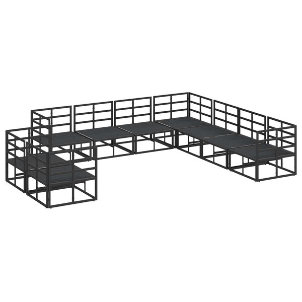 vidaXL Градински Софа Комплект с възглавница 9 pcs Черно Алуминий