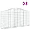 vidaXL Габионни кошници арка 8 бр 200x30x100/120 см поцинковано желязо