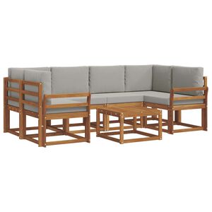 vidaXL Комплект дивани за открито 7 pcs Естествено и светло сиво