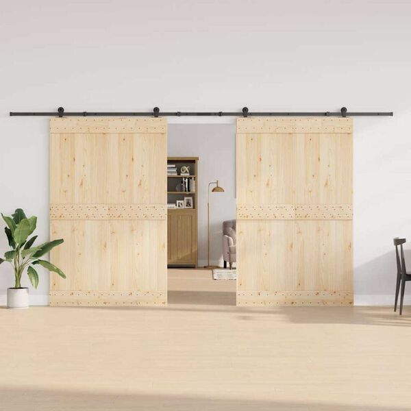 vidaXL Комплект механизъм за плъзгаща врата, 427 см, стомана, черен