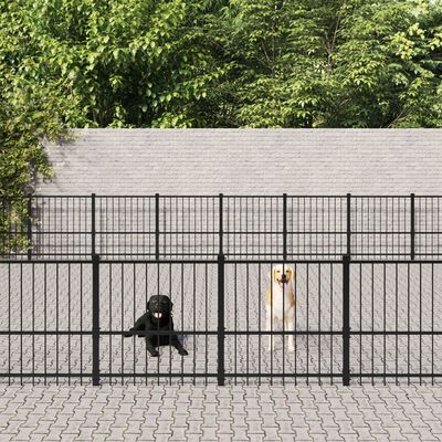 vidaXL Дворна клетка за кучета, стомана, 76,21 м²