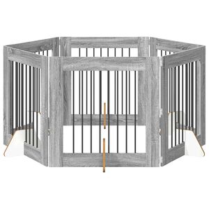 vidaXL Врата за кучета с поставки 6 pcs Сива сонома 80 x 80 cm
