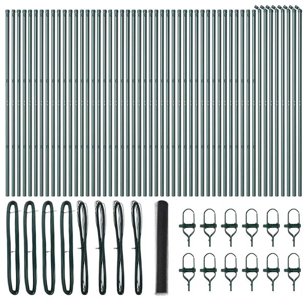 vidaXL Оградa с колчета Сив 1.4 x 100 m Покрит със PVC стомана