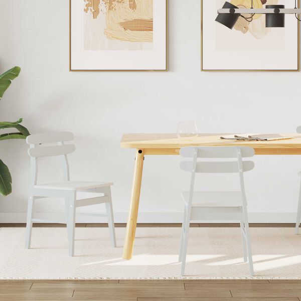 vidaXL Трапезен стол 2 pcs Бяло Солидно гумено дърво