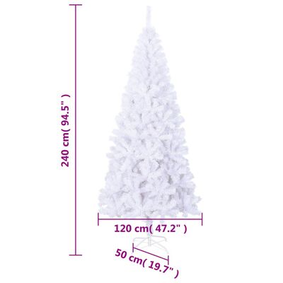 vidaXL Коледно дърво, изкуствено, L, 240 см, бяло
