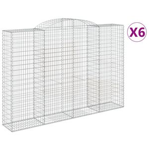 vidaXL Габионни кошници арка 6 бр 300x50x200/220 см поцинковано желязо