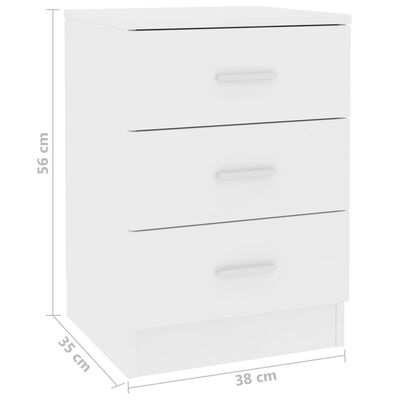 vidaXL Нощно шкафче, бяло, 38x35x56 см, ПДЧ