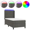 vidaXL Боксспринг легло с матрак и LED, тъмносиво, 90x200 см, кадифе