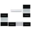 vidaXL 5 броя ТВ шкафове с LED осветление Матово черно инженерно дърво
