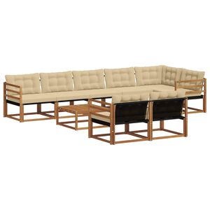 vidaXL Комплект дивани за открито 9 pcs Натурален и Бежов