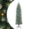 vidaXL Изкуствено Тънко Коледно Дърво Зелен и бял 240 cm