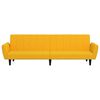 vidaXL 2-местно разтегателно канапе с табуретка, жълто, кадифе