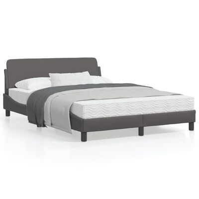 vidaXL Рамка за легло с табла, сива, 140x200 см, изкуствена кожа