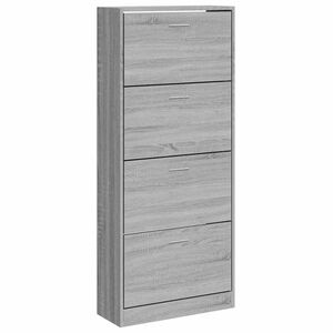 vidaXL Шкаф за обувки, сив сонома, 63x24x147 см, инженерно дърво