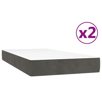vidaXL Боксспринг легло с матрак, тъмносиво, 200x200 см, кадифе