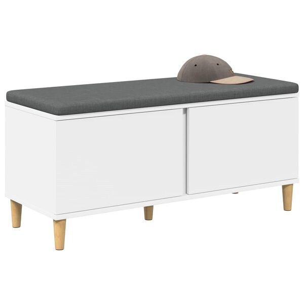 vidaXL Пейка за коридор с възглавница с врата Бяло 100 x 38 x 46 см