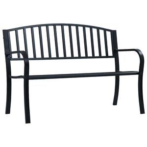 vidaXL Градинска пейка, 125 см, черна, стомана