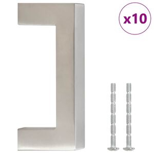 vidaXL Дръжки за шкафове, 10 бр, сребристи, 64 мм, неръждаема стомана