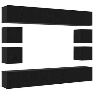 vidaXL Комплект ТВ шкаф 8 pcs Черния дъб Инженерно дърво
