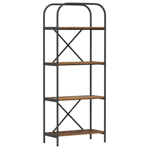 vidaXL Рафт за книги Старо дърво 60 x 30 x 146 см Инженерно дърво