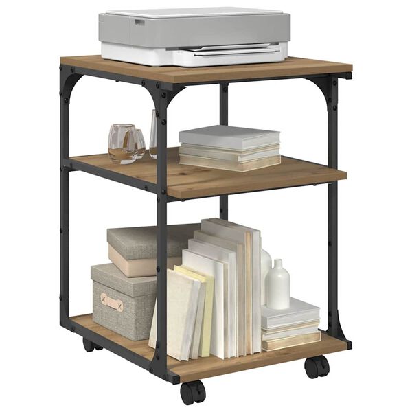 vidaXL Стойка за принтер Дъб 43 x 48 x 64 см Инженерно дърво