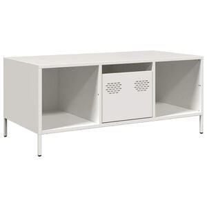 vidaXL Маса за кафе, бяла, 101,5x50x43,5 см, студеновалцувана стомана
