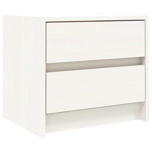 vidaXL Нощно шкафче, бяло, 40x31x35,5 см, борово дърво масив