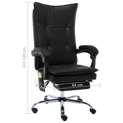 vidaXL Масажен офис стол, черен, изкуствена кожа