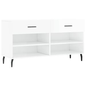 vidaXL Пейка за обувки, бял гланц, 102x35x55 см, инженерно дърво