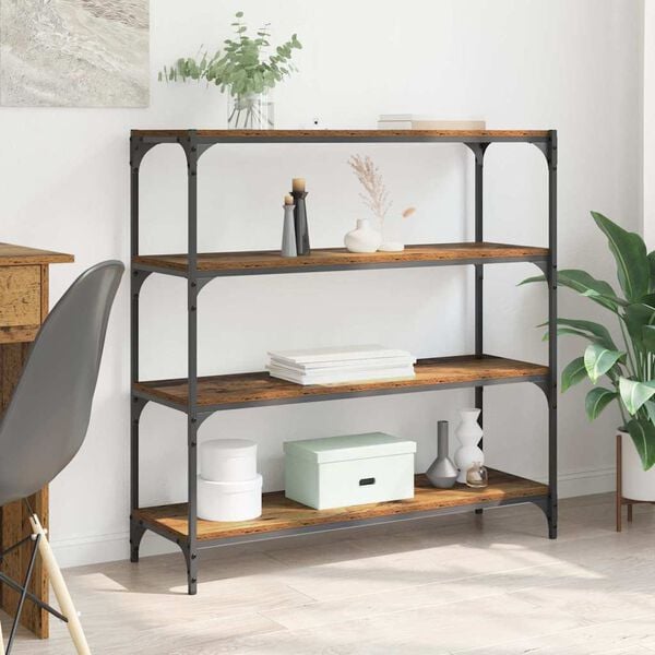 vidaXL Шкаф за книги Старо дърво 100 x 33 x 100 см