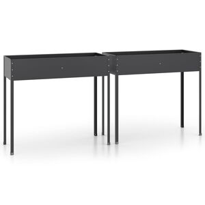 vidaXL Градински кашпи, 2 бр, антрацит, поцинкована стомана