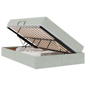 vidaXL Легло с място за съхранение и матрак Светлосиво 120 x 200 cm