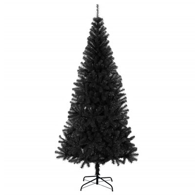 vidaXL Изкуствена коледна елха със стойка, черна, 180 см, PVC